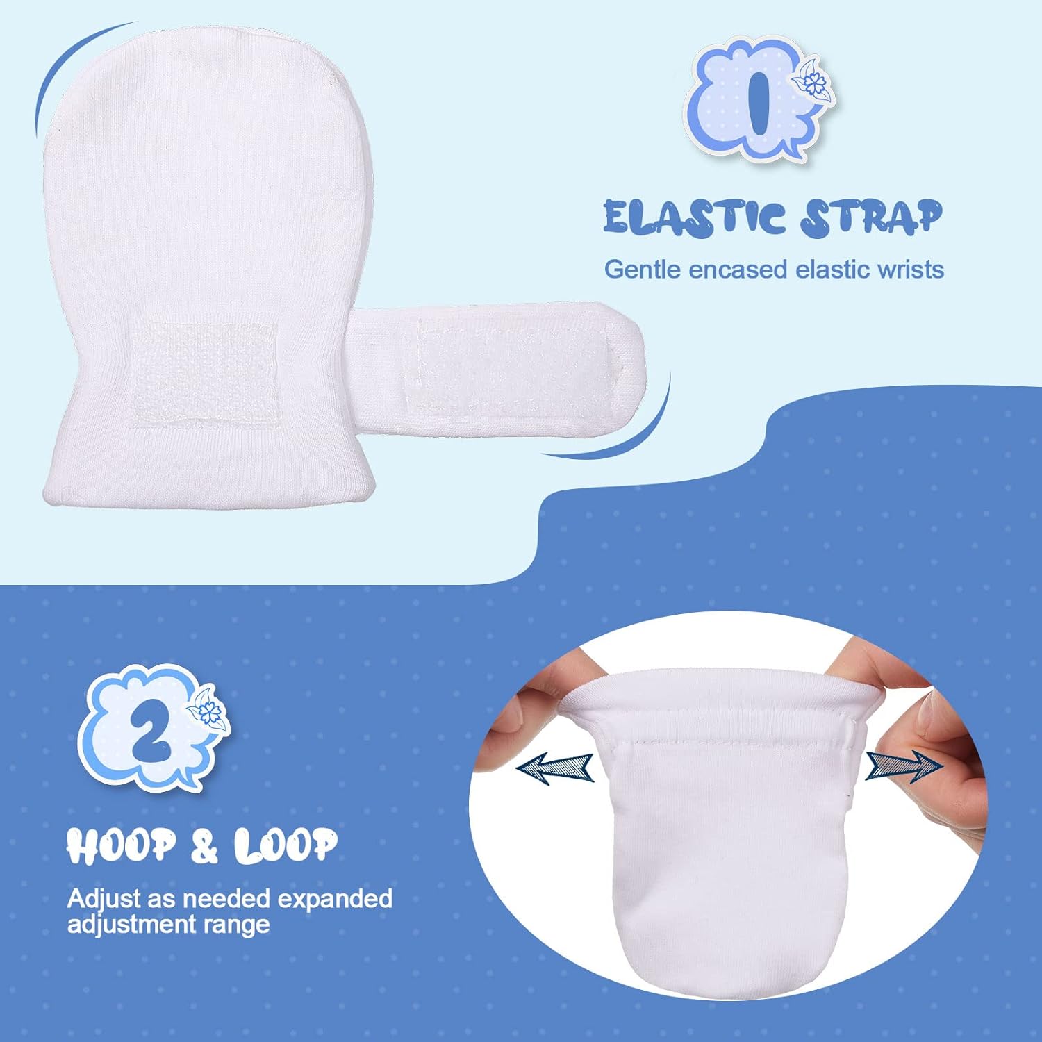 Adjustable Baby Mittens No Scratch Newborn Cotton Breathable Gloves Warm Baby Mitts for Boys Kids - Image 2